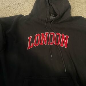 Brandy Melville Black Hoodie with Red London Print